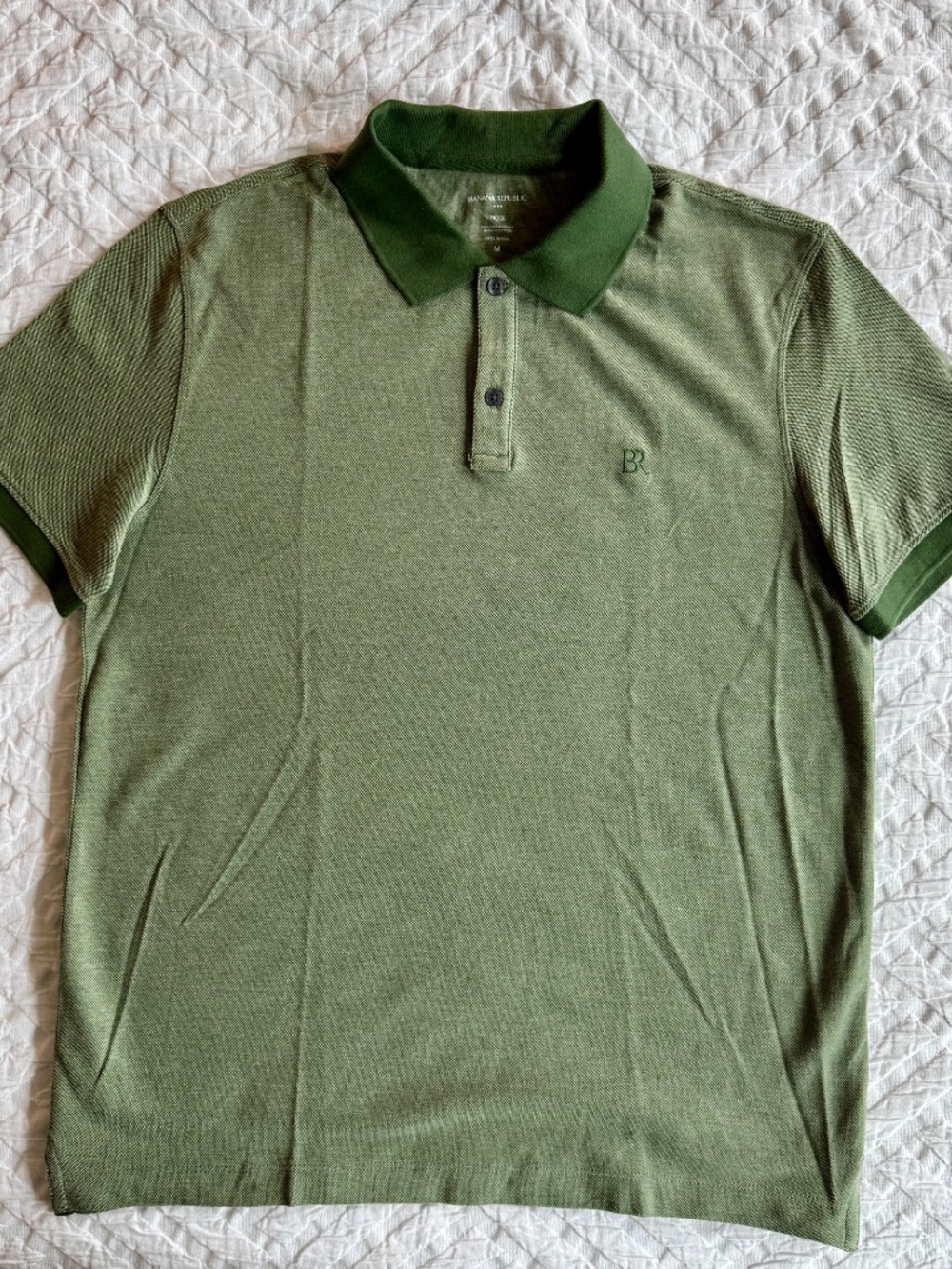 Banana Republic Factory Men's Standard-Fit Pique Polo Green Medium